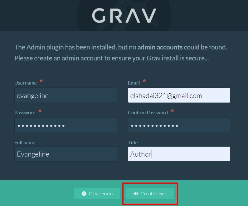 GRAV user interface