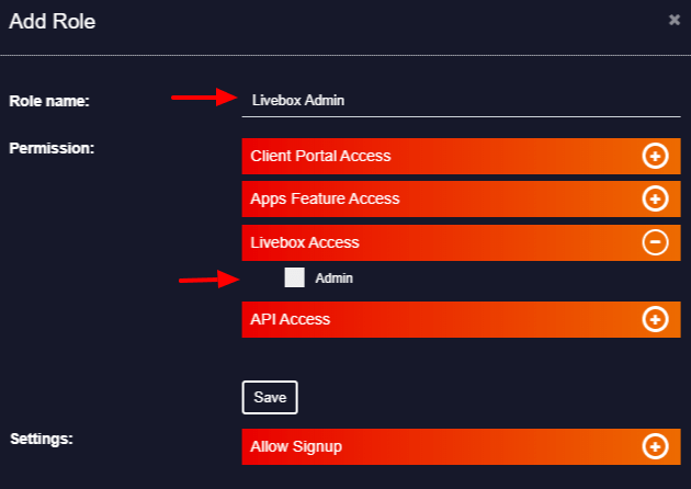 Livebox admin access