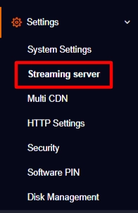 streaming server settings
