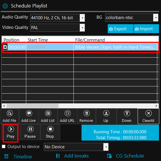 add video files on the playout software