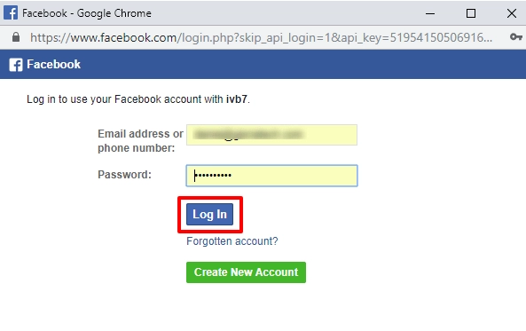 facebook login