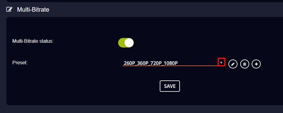 set preset in Multi bitrate streaming