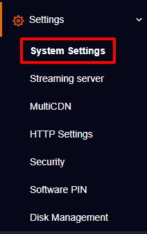 system settings menu
