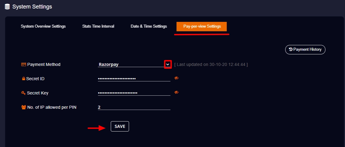 pay-per view payment method on Livebox